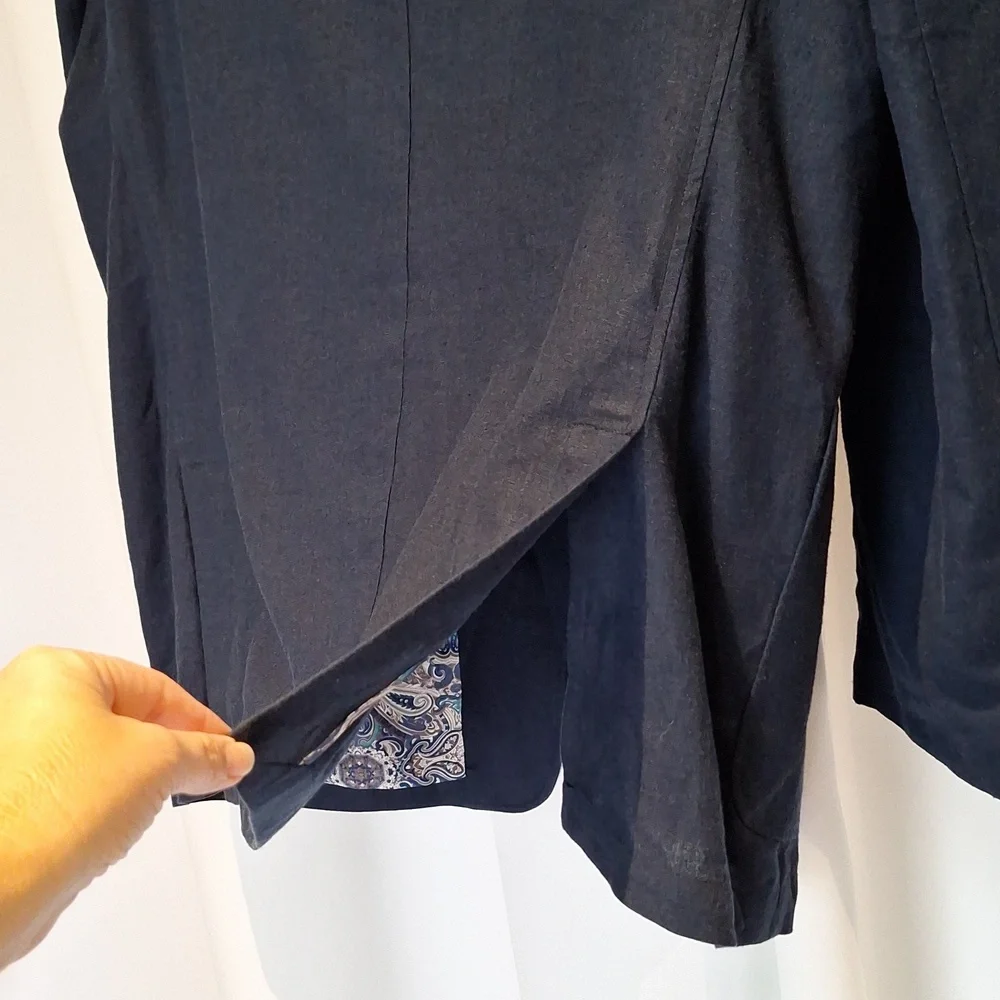 Alan Flusser navy linen blend blazer